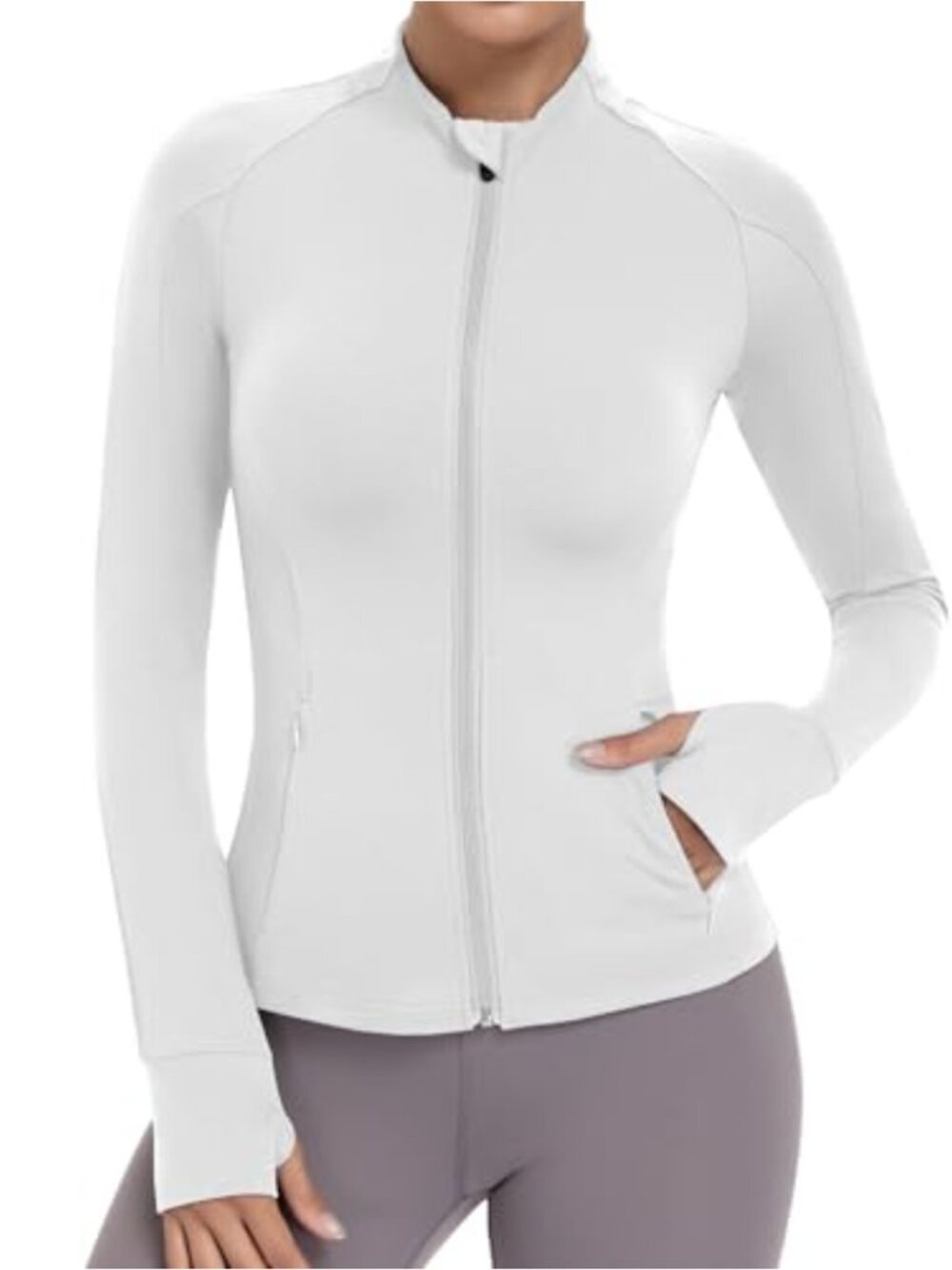 Women's Full Zip Running Jacket Activewear with Thumb Holes, 2 Pockets, Slim